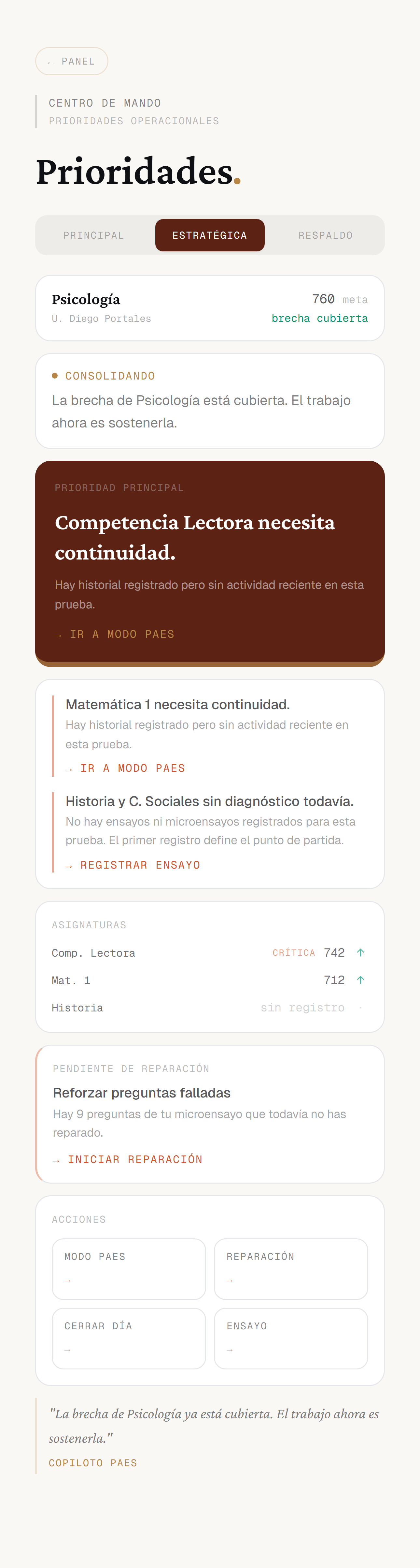 Mobile — Prioridades, ruta estratégica