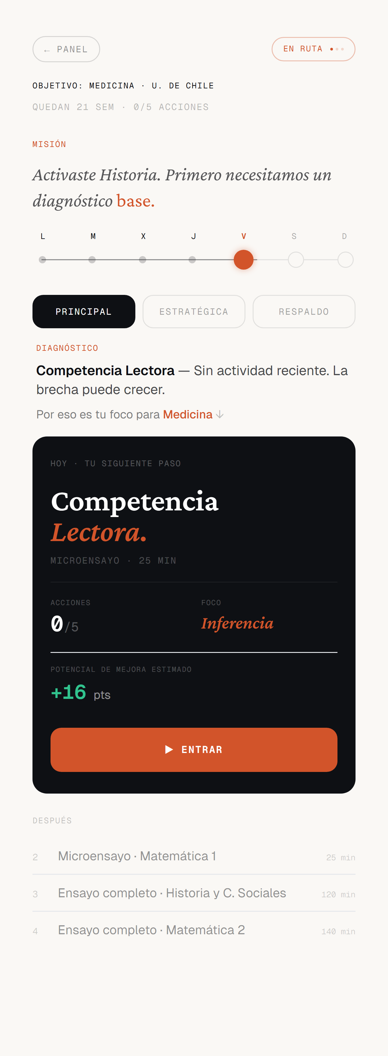 Mobile — Semana, ruta principal