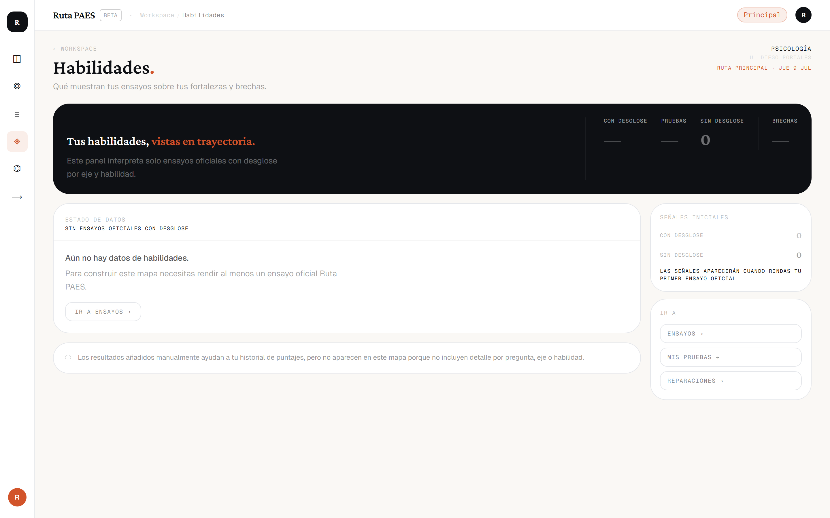Ruta PAES · Workspace — Habilidades