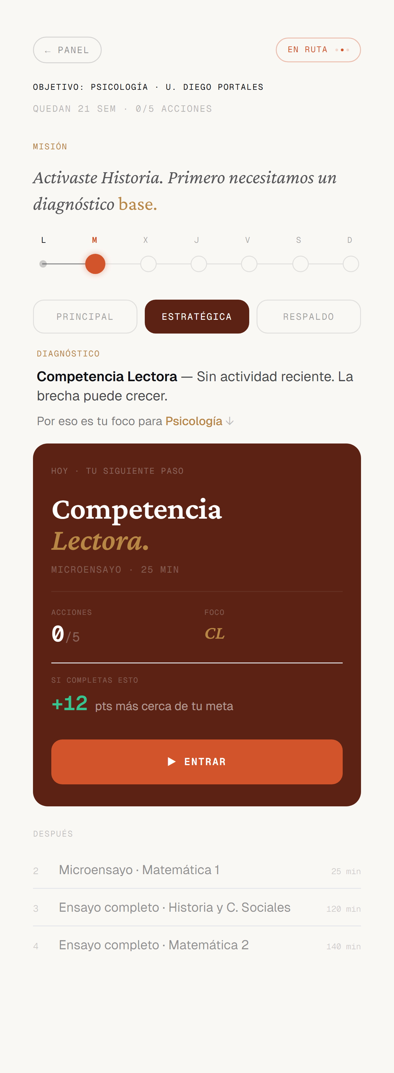 Ruta PAES · Semana — ruta Estratégica