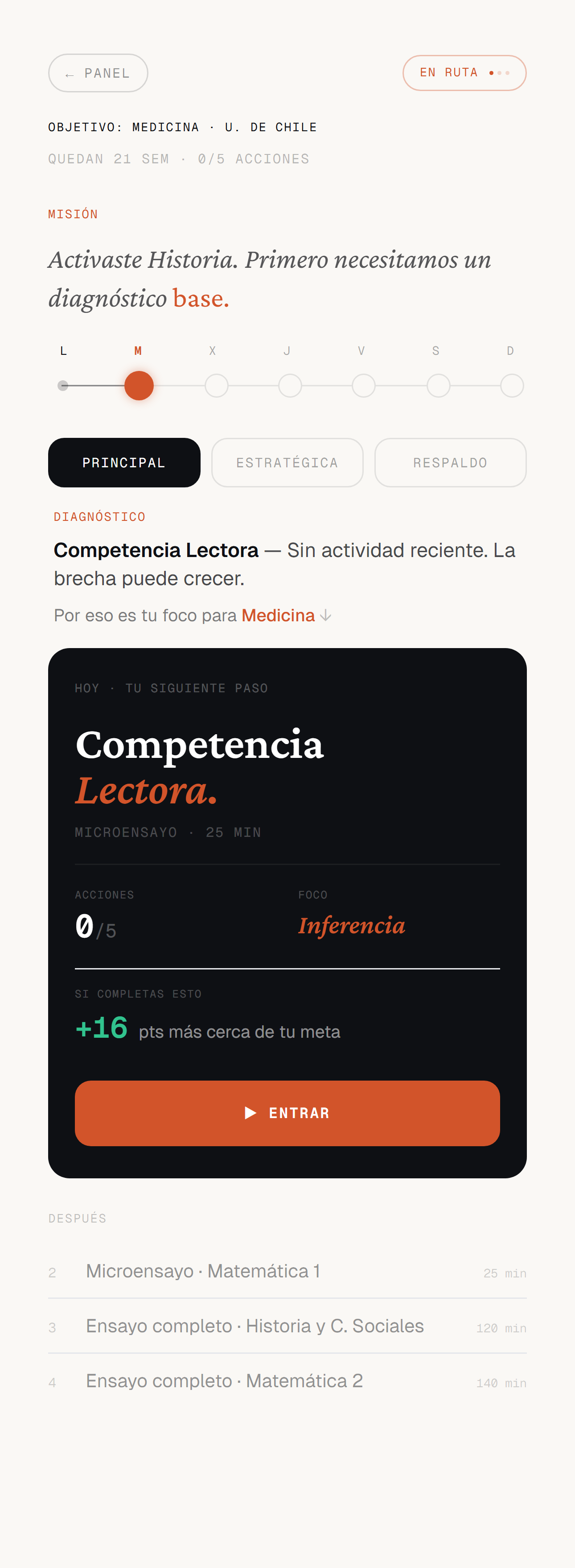 Ruta PAES · Semana — ruta Principal