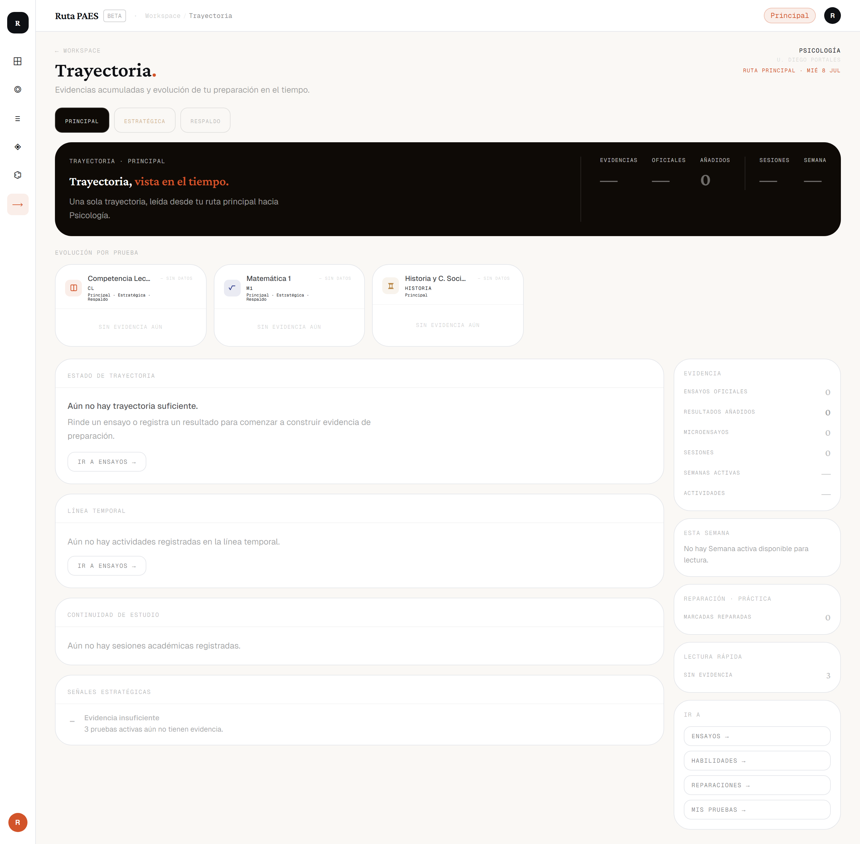Ruta PAES · Workspace — Trayectoria